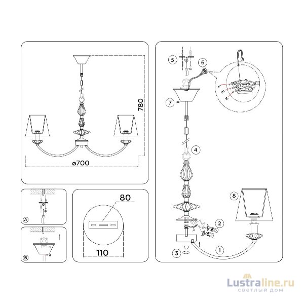 Подвесная люстра Ambrella Light High Light Ceramo Classic LH75024 Подвесная люстра Ambrella Light High Light Ceramo Classic LH75024