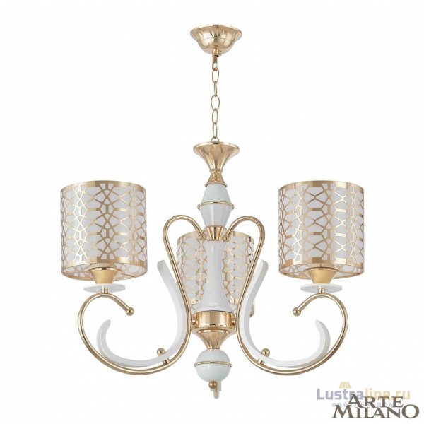 Подвесная люстра Arte Milano Florentia-1237 301237/3 Wh/Gd Подвесная люстра Arte Milano Florentia-1237 301237/3 Wh/Gd