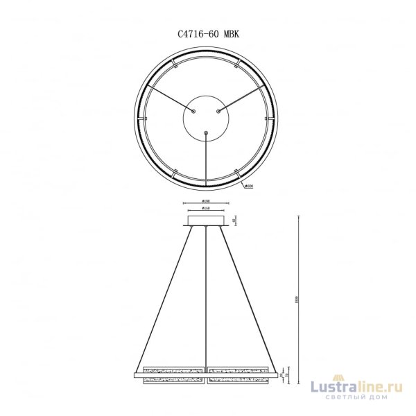 Подвесная люстра iLedex Meridian C4716-60 MBK