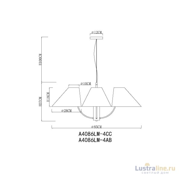 Подвесная люстра Arte Lamp Rondo A4086LM-4AB