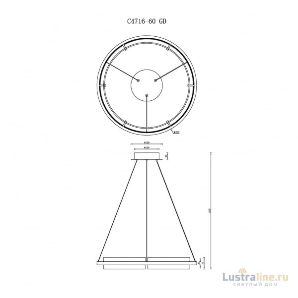 Подвесная люстра iLedex Meridian C4716-60 GD