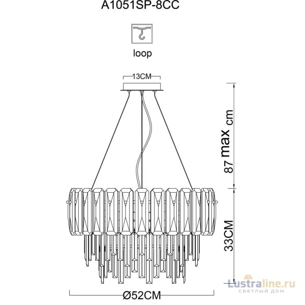 Подвесная люстра Arte Lamp Nicoletta A1051SP-8CC Подвесная люстра Arte Lamp Nicoletta A1051SP-8CC