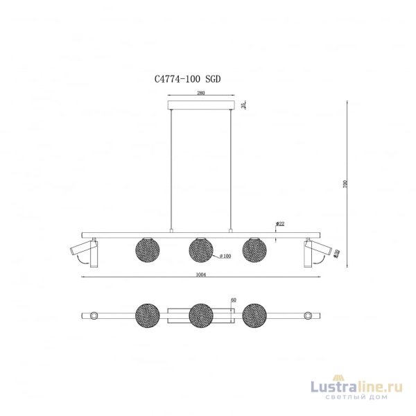 Подвесная люстра iLedex Telescope C4774-100 SGD