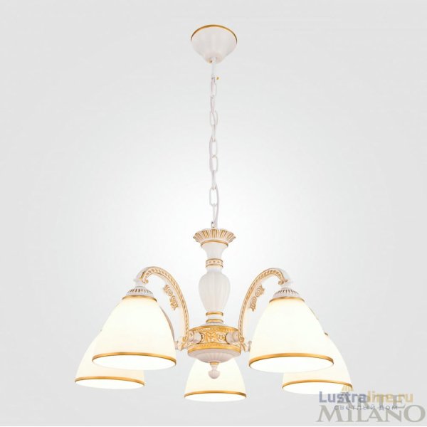 Подвесная люстра Arte Milano 340837/5 WT+G Подвесная люстра Arte Milano 340837/5 WT+G