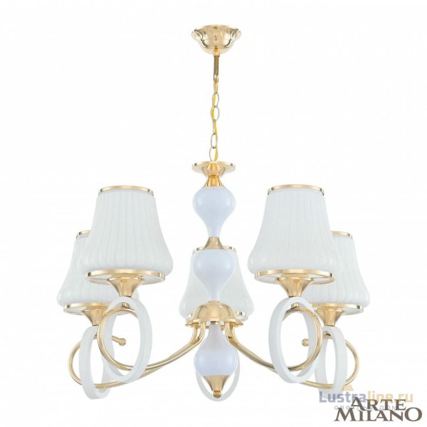 Подвесная люстра Arte Milano Florentia-2387 302387/5 Wh/Gd Подвесная люстра Arte Milano Florentia-2387 302387/5 Wh/Gd