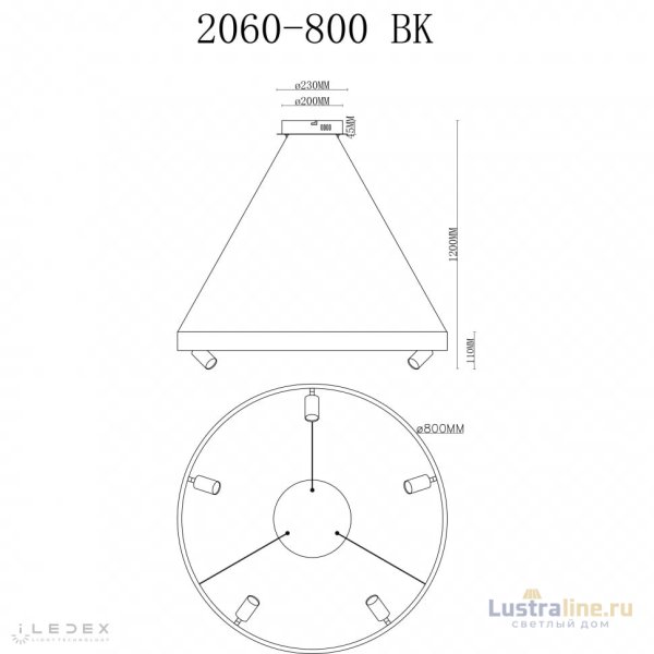 Подвесная люстра iLedex Vision 2060-D800 BK