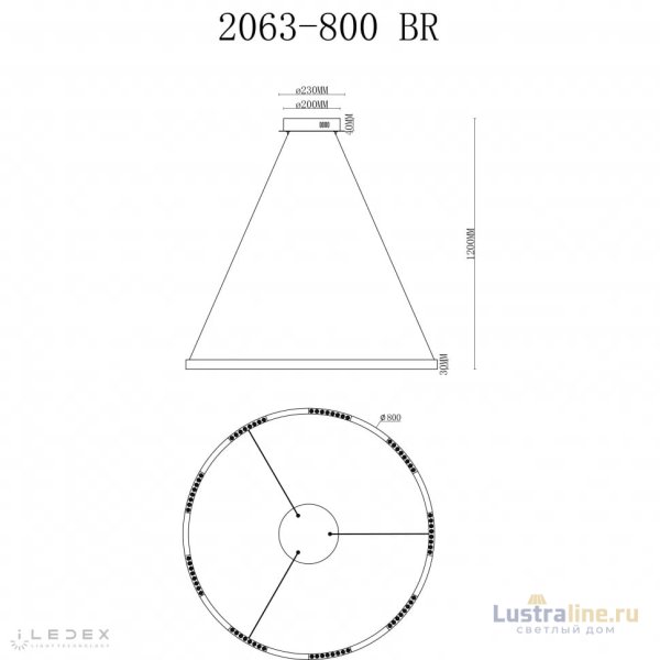 Подвесная люстра iLedex Vision 2063-D800 BR