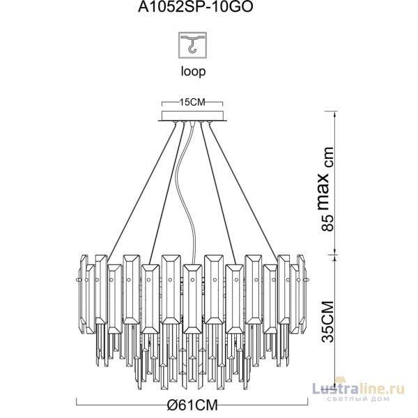 Подвесная люстра Arte Lamp Nicoletta A1052SP-10GO Подвесная люстра Arte Lamp Nicoletta A1052SP-10GO