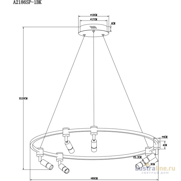 Подвесная люстра Arte Lamp Ring A2186SP-1BK