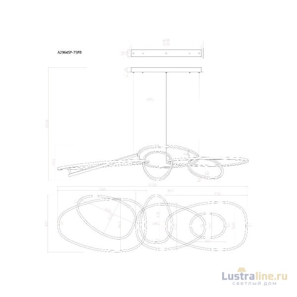 Подвесная люстра Arte Lamp Oracle A2964SP-75PB Подвесная люстра Arte Lamp Oracle A2964SP-75PB
