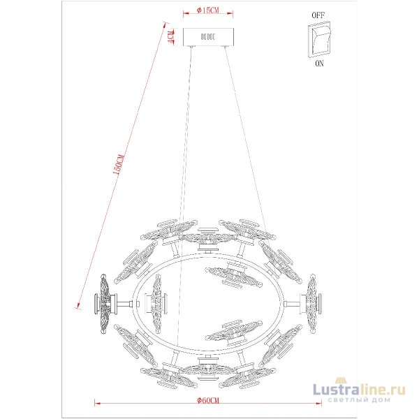 Подвесная люстра Arte Lamp Cherish A2097LM-90GO Подвесная люстра Arte Lamp Cherish A2097LM-90GO