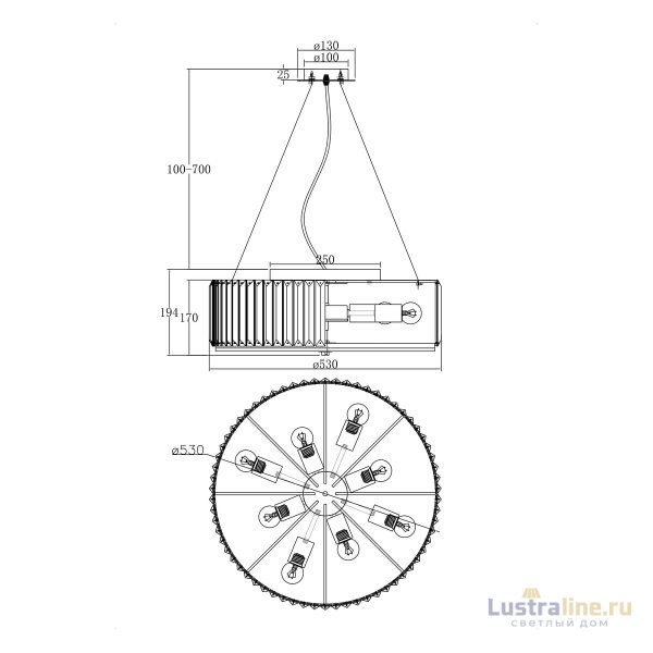 Подвесная люстра Maytoni Recinto MOD080CL-08CH Подвесная люстра Maytoni Recinto MOD080CL-08CH