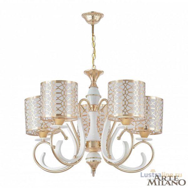 Подвесная люстра Arte Milano Florentia-1237 301237/5 Wh/Gd Подвесная люстра Arte Milano Florentia-1237 301237/5 Wh/Gd