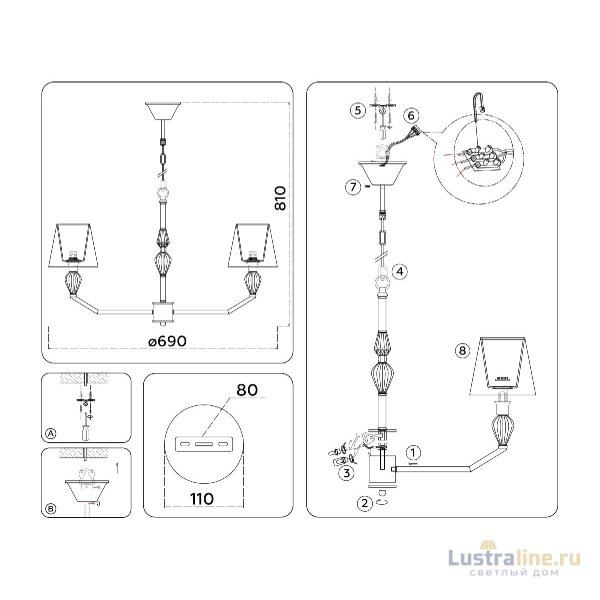 Подвесная люстра Ambrella Light High Light Ceramo Classic LH75061 Подвесная люстра Ambrella Light High Light Ceramo Classic LH75061