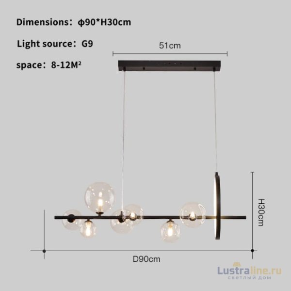 Подвесная люстра Delight Collection Art Deco Bubble KG1233P-7 black/clear Подвесная люстра Delight Collection Art Deco Bubble KG1233P-7 black/clear