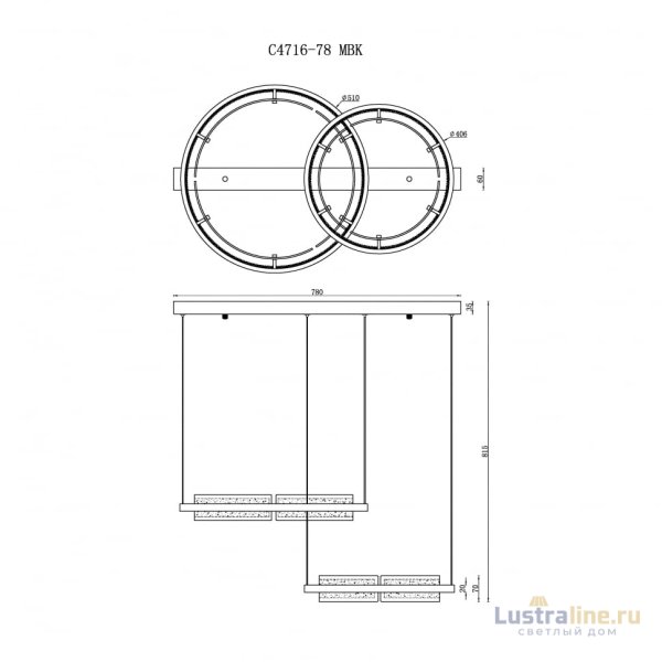 Подвесная люстра iLedex Meridian C4716-78 MBK