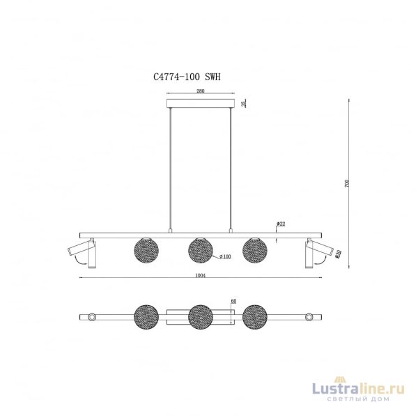 Подвесная люстра iLedex Telescope C4774-100 SWH