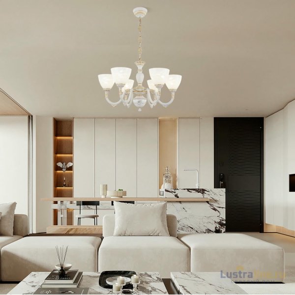Подвесная люстра Arte Milano 341837/6 WT+G Подвесная люстра Arte Milano 341837/6 WT+G