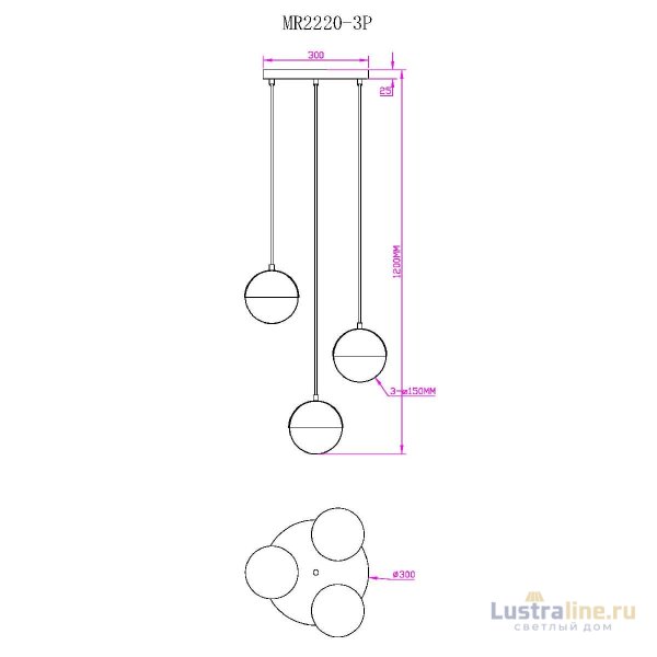 Подвесная люстра Myfar Loreen MR2220-3P Подвесная люстра Myfar Loreen MR2220-3P