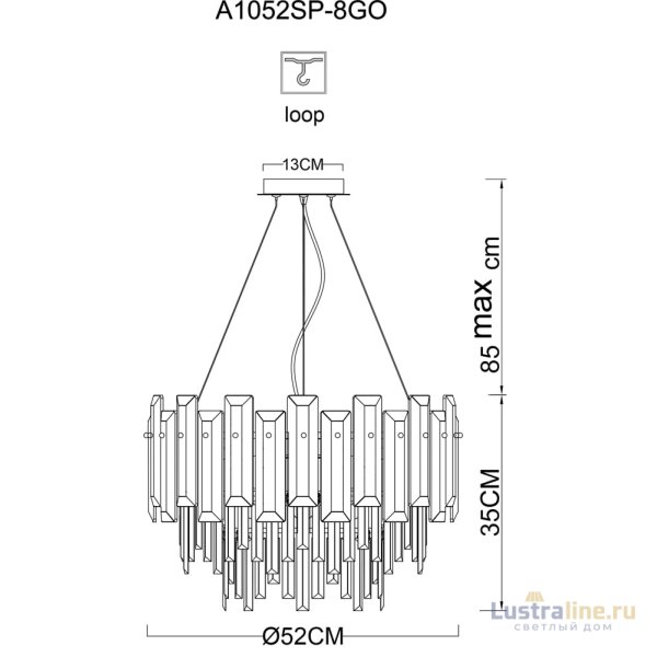 Подвесная люстра Arte Lamp Nicoletta A1052SP-8GO Подвесная люстра Arte Lamp Nicoletta A1052SP-8GO