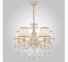 Подвесная люстра Eurosvet 10054/5 белый с золотом/прозрачный хрусталь Strotskis