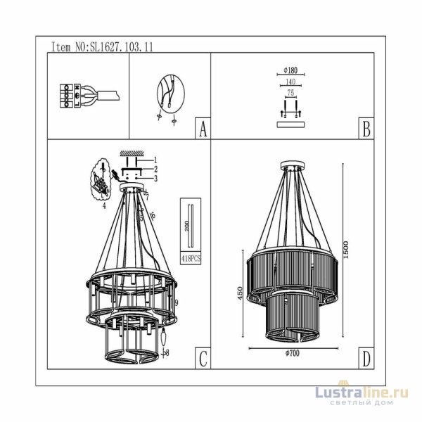 Подвесная люстра ST Luce Velletri SL1627.103.11 Подвесная люстра ST Luce Velletri SL1627.103.11