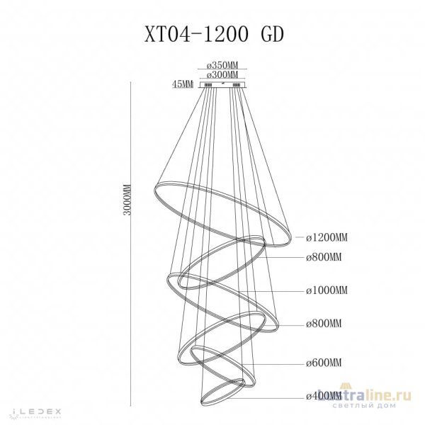 Подвесная люстра iLedex Axis XT04-D1200 GD