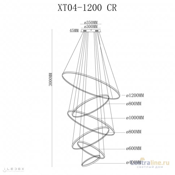 Подвесная люстра iLedex Axis XT04-D1200 CR