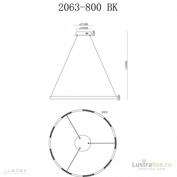 Подвесная люстра iLedex Vision 2063-D800 BK