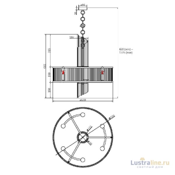 Подвесная люстра Maytoni Frame MOD174PL-06G