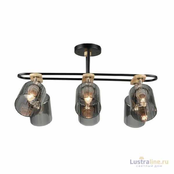 Потолочная люстра IMEX MD.5712-6-S-BK+WOOD Потолочная люстра IMEX MD.5712-6-S-BK+WOOD