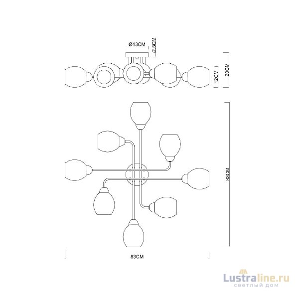 Потолочная люстра Arte Lamp Andrea A8141PL-8BK Потолочная люстра Arte Lamp Andrea A8141PL-8BK