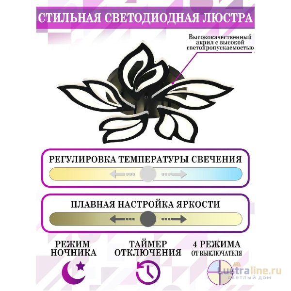 Потолочная люстра Natali Kovaltseva Sand HIGH-TECH LED LAMPS 82006 BLACK