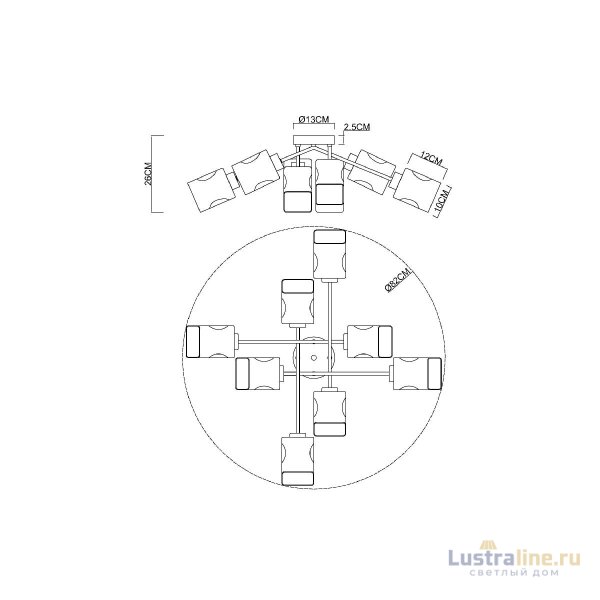 Потолочная люстра Arte Lamp Amfora A2318PL-8SG Потолочная люстра Arte Lamp Amfora A2318PL-8SG
