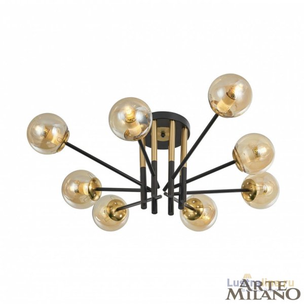 Потолочная люстра Arte Milano Neapolis 273708/8 BK/GD Потолочная люстра Arte Milano Neapolis 273708/8 BK/GD
