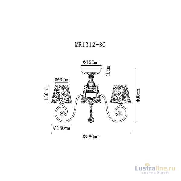 Потолочная люстра Myfar Luna MR1312-3C Потолочная люстра Myfar Luna MR1312-3C