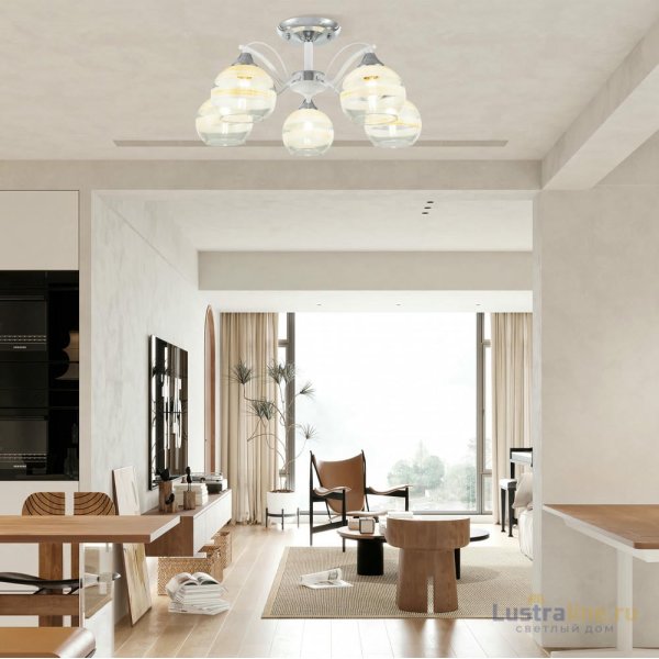 Потолочная люстра Arte Milano Napoli 326503/5 CR+WH Потолочная люстра Arte Milano Napoli 326503/5 CR+WH