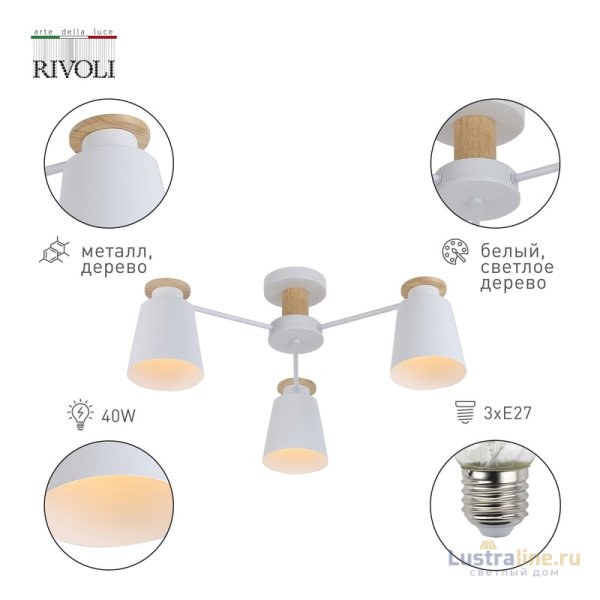 Потолочная люстра Rivoli Adna 9112-303 Б0053435 Потолочная люстра Rivoli Adna 9112-303 Б0053435