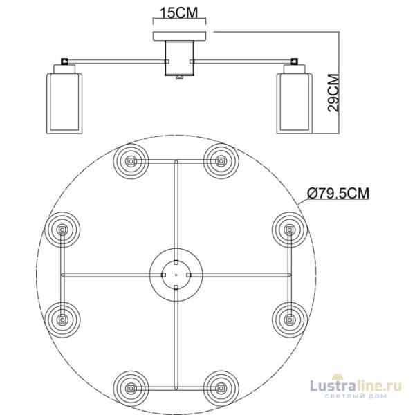 Потолочная люстра Arte Lamp Leo A7027PL-8BK Потолочная люстра Arte Lamp Leo A7027PL-8BK