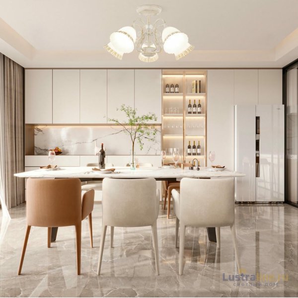 Потолочная люстра Arte Milano 340800/5 WT+G Потолочная люстра Arte Milano 340800/5 WT+G