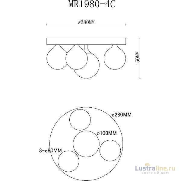 Потолочная люстра MyFar Cross MR1980-4C Потолочная люстра MyFar Cross MR1980-4C