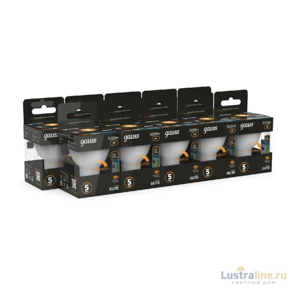 Лампа светодиодная диммируемая Gauss GU10 5W 3000K матовая 101506105-D