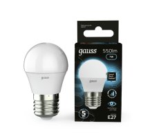 Лампа светодиодная диммируемая Gauss E27 7W 4100K матовая 105102207-S