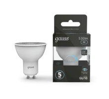 Лампа светодиодная диммируемая Gauss GU10 5W 4100K матовая 101506205-D