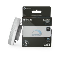 Лампа светодиодная диммируемая Gauss GX53 8W 4100K матовая 108408208-D Лампа светодиодная диммируемая Gauss GX53 8W 4100K матовая 108408208-D