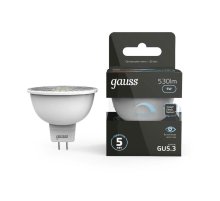 Лампа cветодиодная диммируемая Gauss GU5.3 5W 4100K матовая 101505205-D