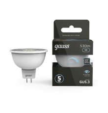 Лампа cветодиодная диммируемая Gauss GU5.3 5W 4100K матовая 101505205-D