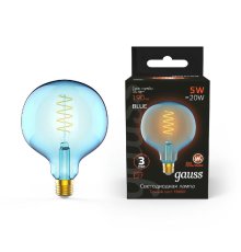 Лампа светодиодная диммируемая филаментная Gauss E27 5W 1800K шар синий 1013802105