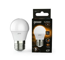 Лампа светодиодная диммируемая Gauss E27 7W 3000K матовая 105102107-S