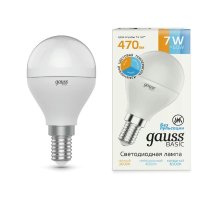 Лампа светодиодная диммируемая Gauss E14 7W 3000K-4000K-6500K груша матовая 1053147